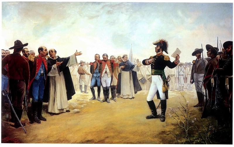 Natal Pesado, NicolÃ¡s Bravo perdona a los prisioneros realistas, 1892 Palacio Nacional (800x502)